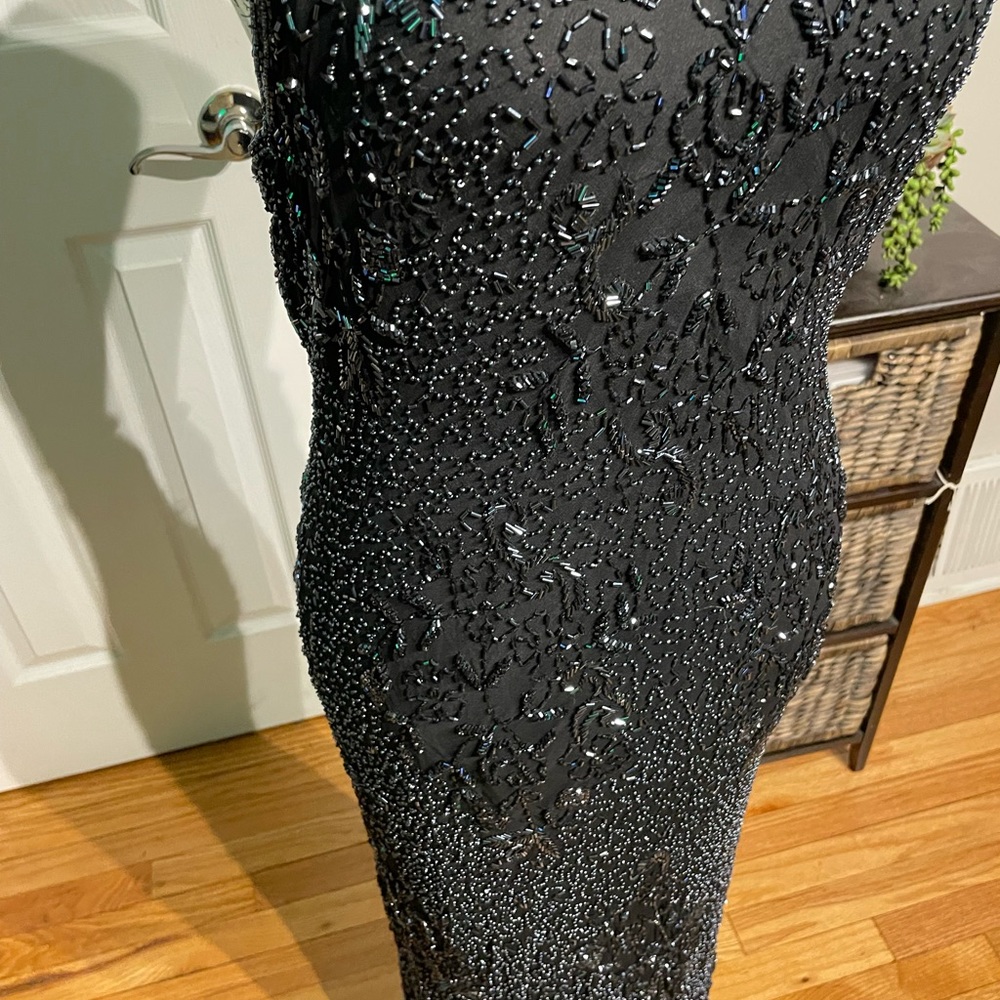 👹Scala Silk Sequins Vintage Embellished Halter Beads Backless Mermaid Formal XXL - Picture 3 of 8